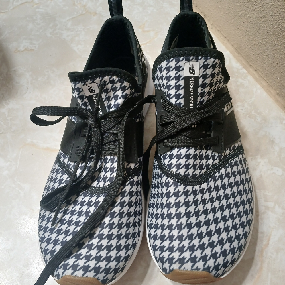 New Balance Black and White Houndstooth Sneakers